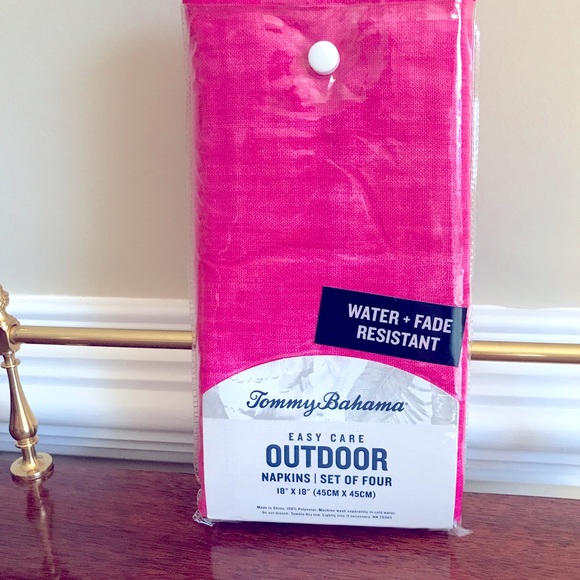 Tommy Bahama Outdoor Pink Napkins (1) Set of 4 - Picture 2 of 2